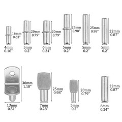 100 PCS 10 Types Shelf Support Pins Cabinet Pegs Assortment 5/6/7mm Shelving Fix