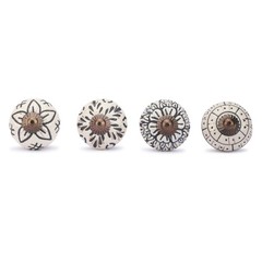 Ajuny Set of 12 Ceramic Knobs Off White Kitchen 12, Cream-Colored