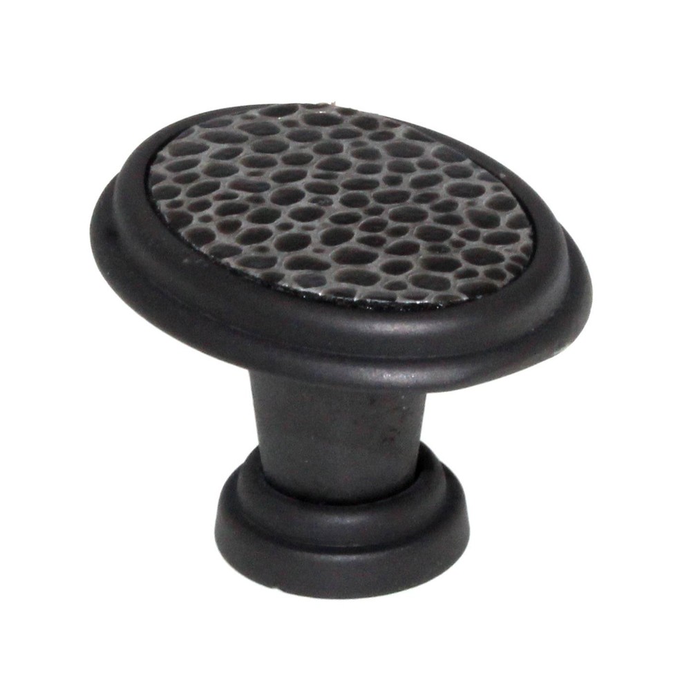 Laurey Churchill 1 5/8″ Oval Cabinet Knob Oil-Rubbed Bronze Black Leather 12197