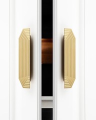 2 Geometric Cabinet Pulls Brushed Brass 96mm 3.75in Hole Spacing