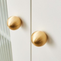 6 Pack 0.7in Solid Brass Cabinet Knobs Brushed Gold Ball Furniture Pull Handle