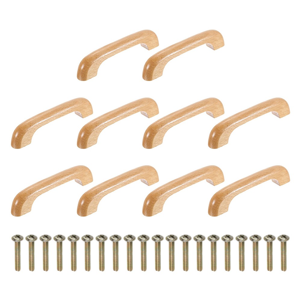 10Pcs Wood Drawer Pulls Handles 3.8″ Beech Wood Cabinets Drawer Pull Handles