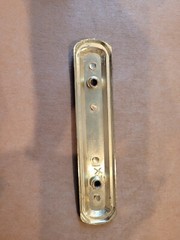 Vintage AJAX Polished Brass Cabinet Backplate For Drawer Pulls–3 in CC.