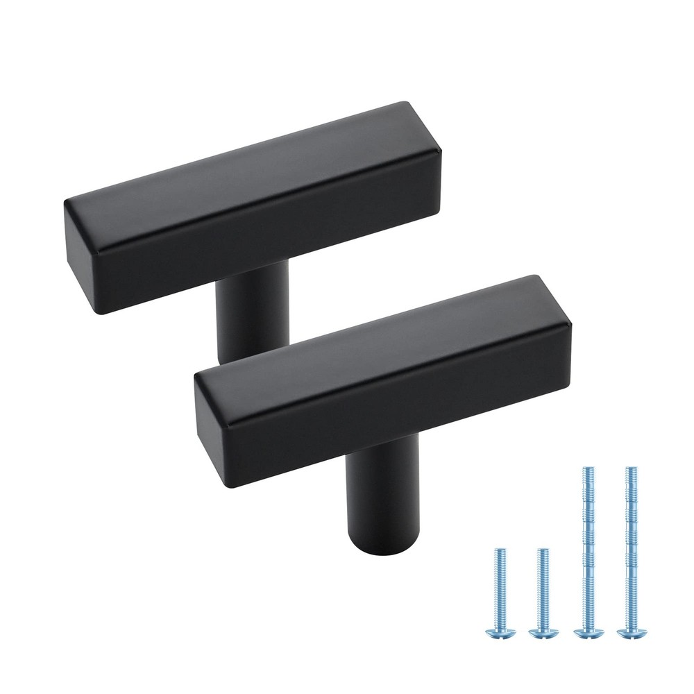 20 PCS 2 Single Hole Square Bar Pulls, Matte Black, Stainless Steel, Hardware