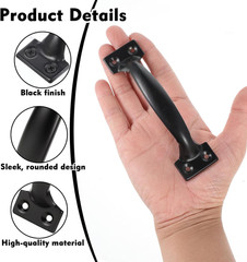 2 Pcs 5″ Garage Door Handles Black – Iron Hardware Outdoor Handle Pull | Small
