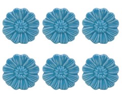 6pcs Vintage Floral Daisy Ceramic Dresser Drawer Knobs Elegant Cabinet Cupboard