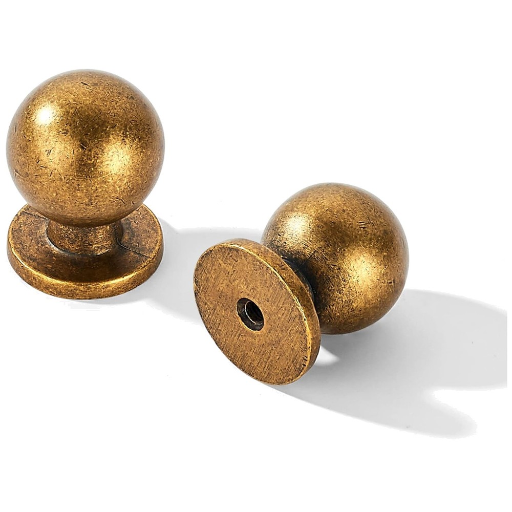 Solid Brass Finish Kitchen Cabinet Knobs – 1 Inch, 10 Pack