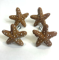 Lot of 4 Brown Starfish KNOBS… cabinets dressers cupboards USED Painted