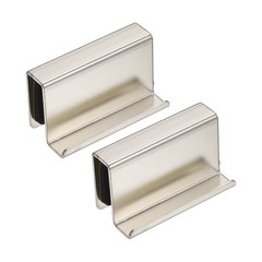 2Set 1.6″ Glass Finger Edge Pull Steel Window Display Door Clip Pearl Nickel