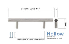Dark Golden Hollow T Bar Pulls Cabinet Hardware Handles satin brass
