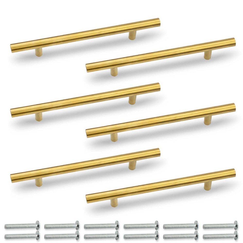 6 Inch (4 Inch Hole Center) Gold Cabnet Pulls Kitchen Cabinet Handles, Made o…