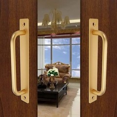 Sliding Barn Door Handles 2 Pcs 7.1 inch Matte Gold Aluminium Alloy Wooden