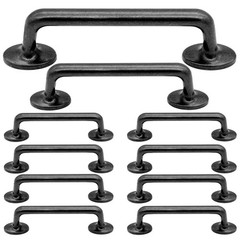 Rustic Black Metal Barn Door Cabinet Handles and Drawer Pulls, 3.86 inch (96m…