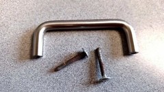 USED 3 1/4 ” WIRE CABINET PULL 3″ C TO C DULL CHROME ON BRASS