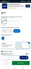 Origin 21 Cabinet Pulls 5-1/16″ CT CAB-128-626-MB-6P Matte Black 1 Box 6 Qty