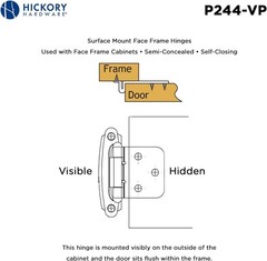 Hickory Hardware P244-VP Full Inset Cabinet Hinge, 1 PAIR