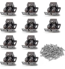 20 Pack Antique Bronze Double Roller Catch Cabinet Latches with Spear Strike