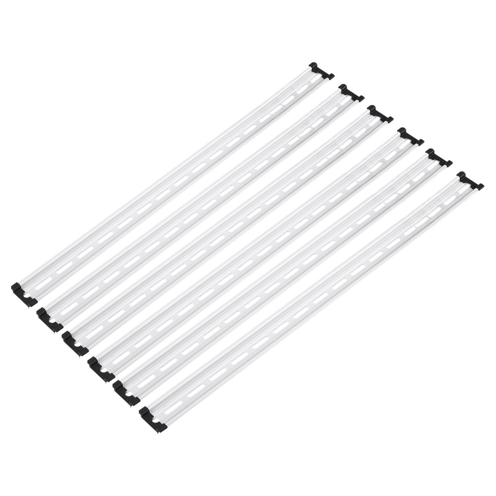DIN Rail Slotted Aluminum Mounting Guide 26×1.4×0.3″ with Cover 6 Pcs, Silver