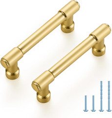 10 Pack 3 Inch Brushed Gold Cabinet Handles Modern Dresser Drawer Pulls Kitchen