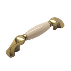 BELWITH 3″ Centers Antique Brass and Almond Cabinet Handle Pull P255-AD