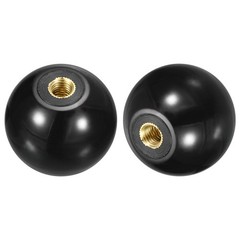 2Pcs M8 Copper Thread 40mm Dia Threaded Ball Knobs for Machine Handle Black