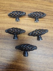 SPIRAL Twist BIRD CAGE Drawer Cabinet PULL Knob Vintage Black Lot Of 5