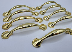 9 Metal Brass Color Metal Drawer Pulls Cabinet Handles 4.5 Inch Vintage