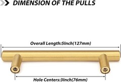 goldenwarm 10 Pack Gold Cabinet Handles ‎3in Hole Centers,
