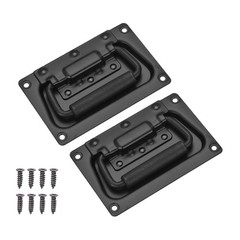 2Pcs 5.12″x3.43″ Spring Loaded Recessed Handle with Rubber Grip&Screws, Black