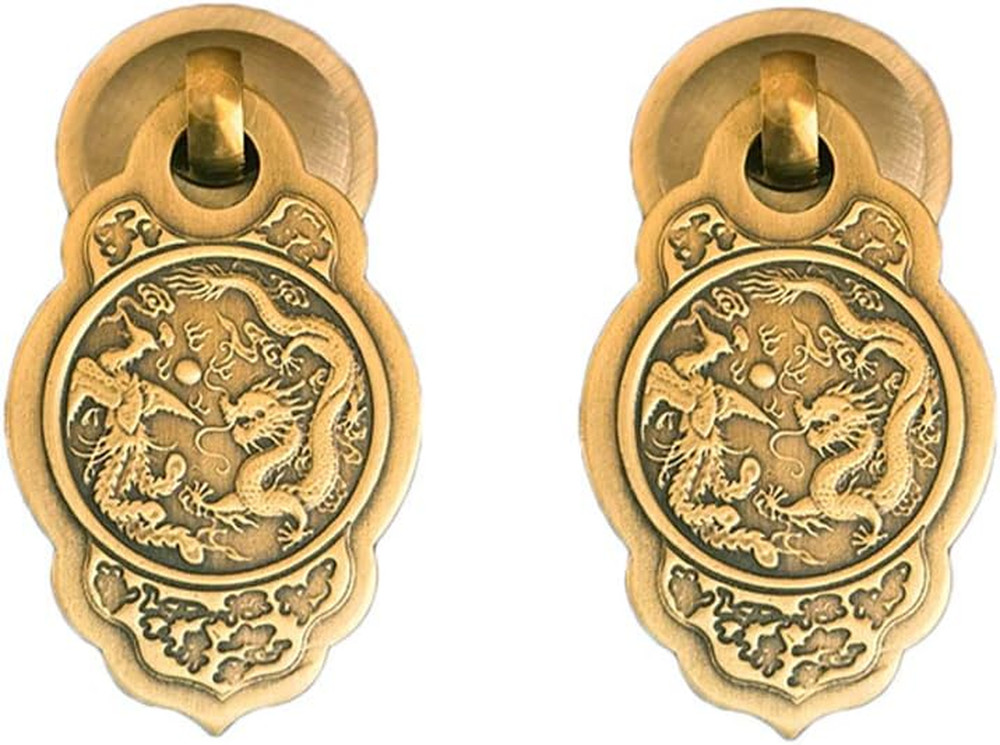 2Pcs Chinese Style Vintage Furniture Drawer Brass Pulls Handle Jewelry Box Wardr