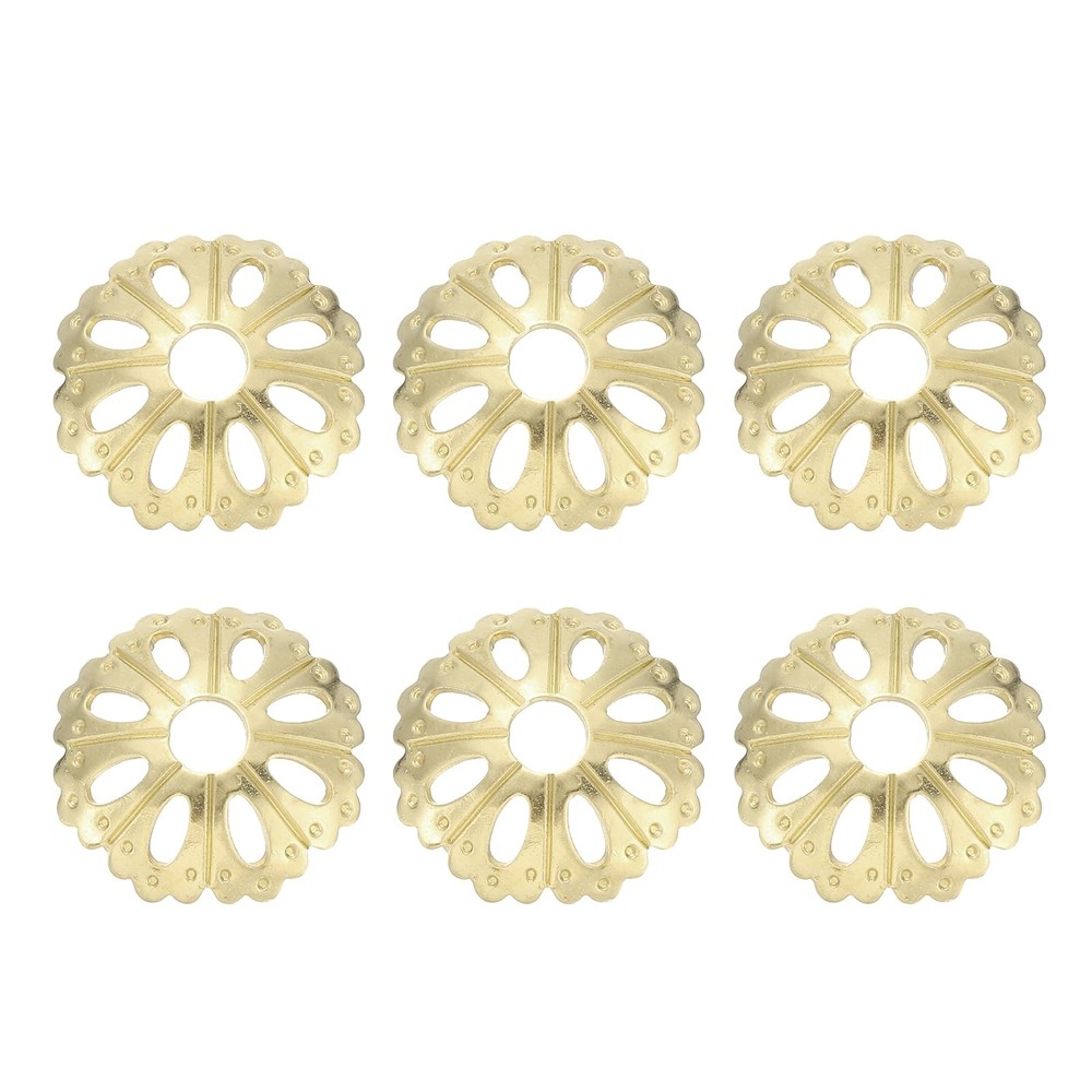 uxcell 6Pcs Cabinet Knob Backplate, 0.98 Inch Porous Shape inches, Brass