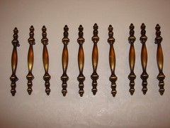 10 Vintage Amerock Antique Brass Drawer Pulls Handles 3″ Centers
