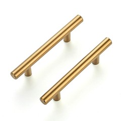 1 PCS Brushed Brass Stainless Steel Cabinet Drawer Handle Pull 3 Hole 5 Inch