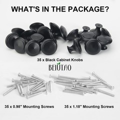 35 pomos redondos negros mate 30mm para gabinetes de cocina y cajones