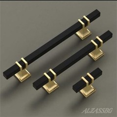 Alzassbg 6 Pack Matt Black and Gold Cabinet Pulls, 6-1/4 Inch(160mm) Hole C