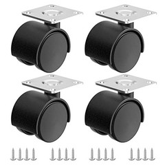 1.5 Inch Furniture Caster Wheels, Plastic Casters Set of 4, Plate Swivel Nylon