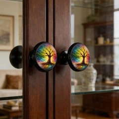 4 Pack Rainbow Tree of Life Kitchen Cabinet Knobs Acrylic Round Drawer Pulls …