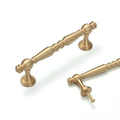 2 PCS Brushed Gold Solid Brass Cabinet Pulls Drawer Handle 128mm/5.04 Inch