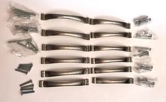 Lot of 12 Satin Nickel Cupboard Handles Furniture Hardware 4.5 Inches w / Screws