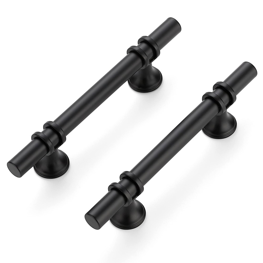 10 Pack Matte Black 3.5 In Center Round Base Cabinet Drawer Pull Handles 6″