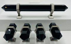 5 Stephan D. Evans Black Obsidian (Dragon Crystal) Drawer, Pulls Glass Handles