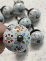 Drawer Door Knobs Abstract Floral Design Set of 9, New!