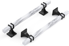 10 Pack 6-1/4 Inch White Marble Cabinet Pulls, Black Cabinet Handles Marble Grai