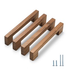Walnut Square 5 in 10 pcs Wooden Drawer Pulls Handle pulls for cabinets Kitch…