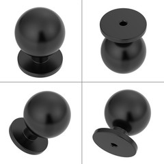 9BUILD 10 Pack 1.2 Inch Matte Black Cabinet Knobs – Round Drawer Knobs for Ki…