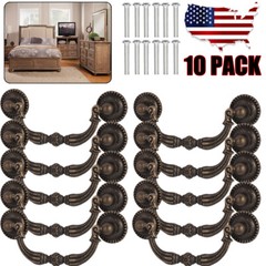 10PC 3″ Vintage Drop Bail Dresser Drawer Pull Antique Bronze Cabinet Handle Knob