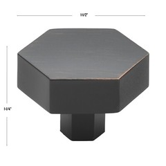 GlideRite 1-1/2 Inch Solid Hexagon Cabinet Knob Oil Rubbed Bronze, 5824-ORB-1