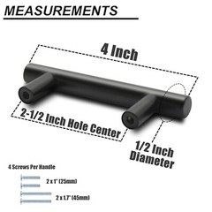 10Pack Black Cabinet Pulls Kitchen Stainless Steel Drawer T Bar Knob Handles