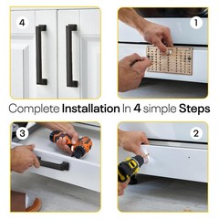 Black Cabinet Handles 5 Inch Hole to Hole – Bar Cabinet Pulls 5 Inch – 4 Pack –