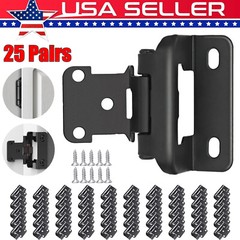 25 Pairs 1/2″ Cabinet Hinges Black Partial Wrap Hinge Self Closing Door Hinges